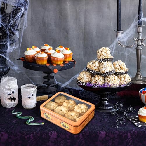 Lata de galletas de Halloween pequeña y rectangular de metal para guardar dulces y repostería 4