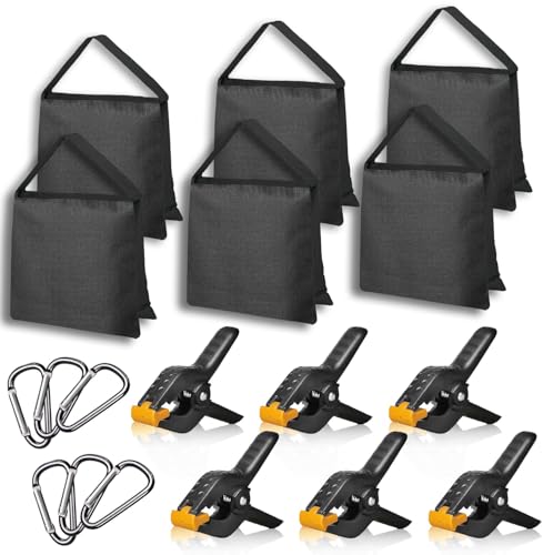 EMART 6 Stück Sandbags Sandsack und 6 Klammern Fotohintergrund Groß 11,4cm für Fotos Studio, Hintergründe