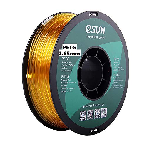 eSUN 3D 3mm PETG Yellow Filament 1kg (2.2lb), PETG 3D Printer Filament, Actual Diameter 2.85mm +/- 0.05mm, Semi-Transparent Yellow