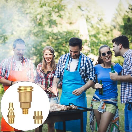 Tinoaly 3stk QCC1 Adapter für Propangasschlauch Set, 1/4 NPT Außengewinde 1/4 NPT Innengewinde und Mutter-Propangasanschluss für Gasgrills und Heizgeräte