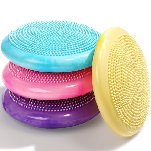 Libima 4 Pcs Wiggle Seat for Kids Inflated Wobble Cushion,Stylish Color