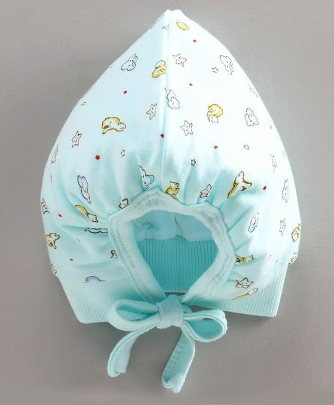 Image of Printed Soft Cotton Cap for New Born Baby Boys & Girls Tie Knot Caps for Infants Topi | Pack of 3