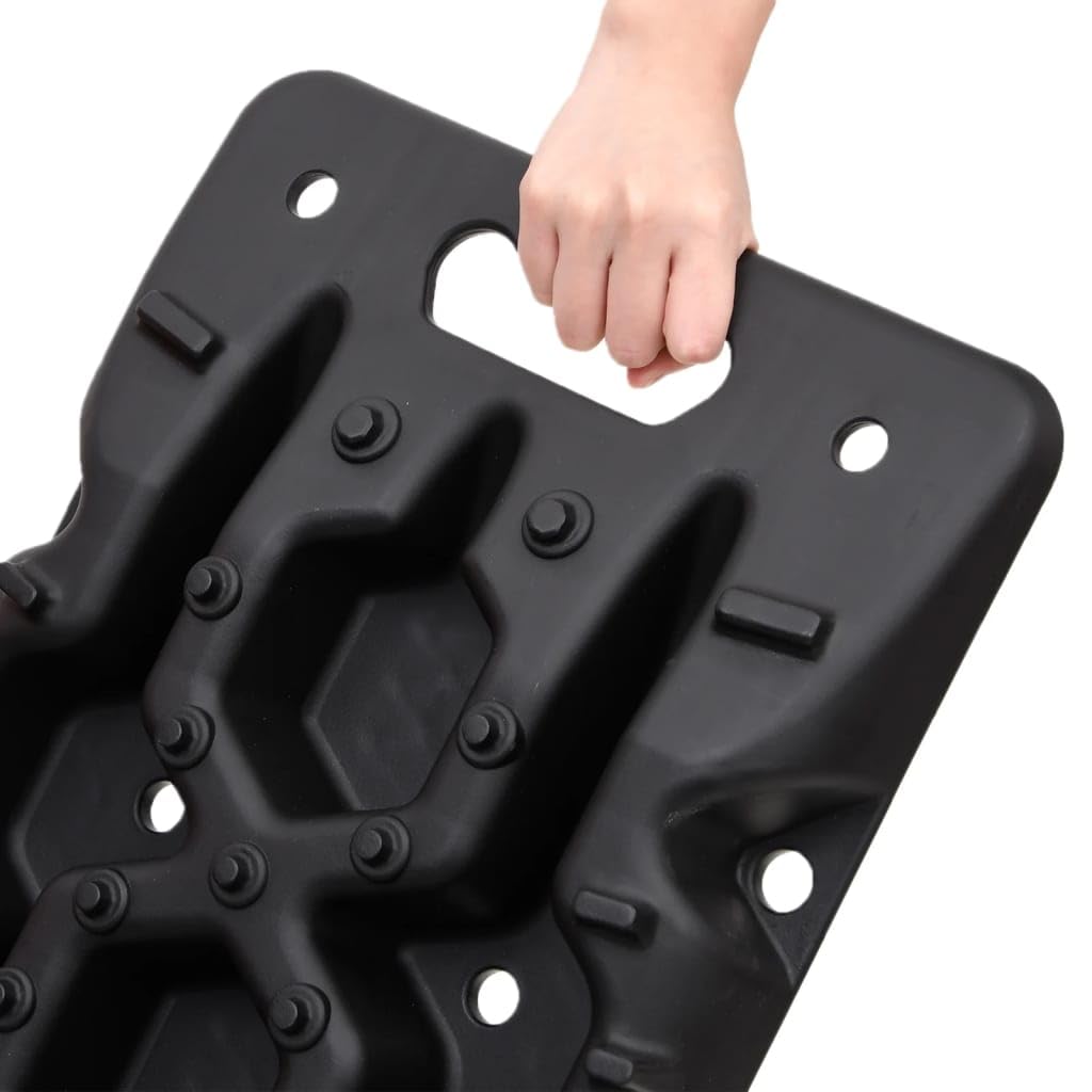 Maty trakcyjne 2 szt. czarne 107 x 31 x 7 cm, wzmocniony nylon, 10 ton, z otworem na podnośnik i uchwytem do awarii samochodu, kryzysu, ewakuacji