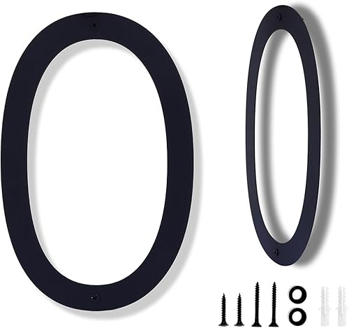 Miniatura 8 de Números de casa de 12 pulgadas para exteriores modernos de metal negro números de dirección para puertas flotantes de casa con kit de clavos para el