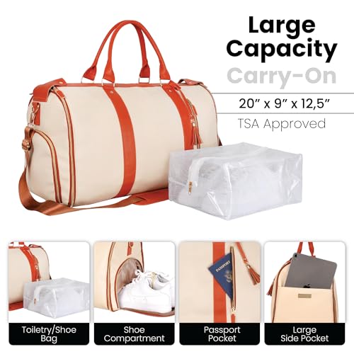 LUHXE Travel Convertible Carry On Garment Roller Bag with Shoe Pouch & Detachable Shoulder Strap – Snow - Image 3