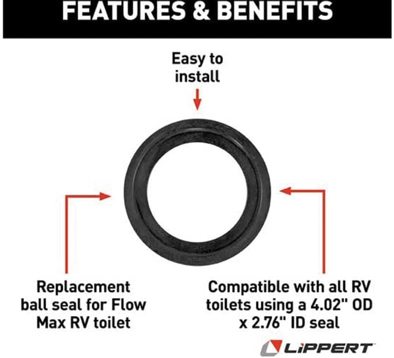 Lippert 2023038024 Flow Max Replacement RV Toilet Ball Seal