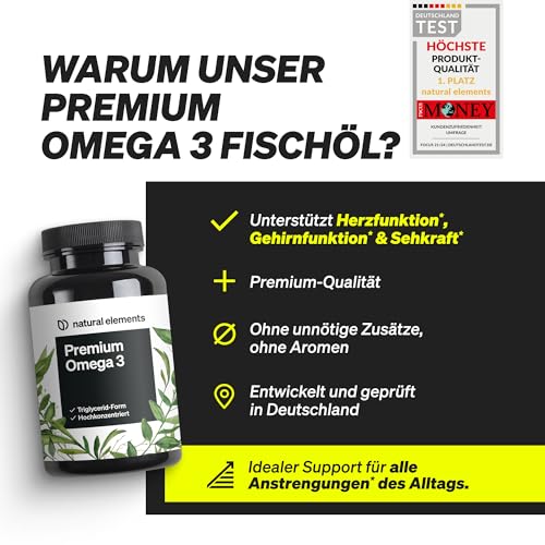 natural elements Premium Omega 3 – 120 Kapseln – GoldenOmega® mit 80% Omega 3 Anteil – in Triglycerid-Form – Laborgeprüft, aufwendig aufgereinigt und aus nachhaltigem Fischfang - ohne unnötige Zusätze 3