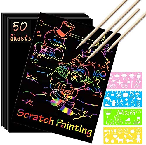 Scratch Art Paper,Dibujo Scratch Craft Art,Láminas Scratch,Plantillas para Dibujar Niños,Papel de Arte para Rascar,Juego Manualidades,Manualidades para Niños Cover