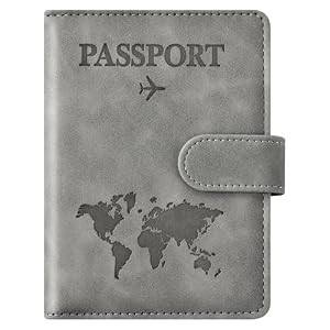 Eoehro Passport Holder for Travel Essentials, Passport Wallet Cover Case for Travel Must Haves Accessories,Passport Book Holders for Women and Men(gray)