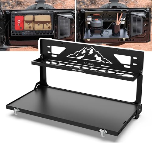 MusixiA Foldable Tailgate Table for 2021-2026 Ford Bronco (2/4 Door) - Double-Layer Cargo Shelf with Molle Panel Aluminum Alloy Upgraded Hardware