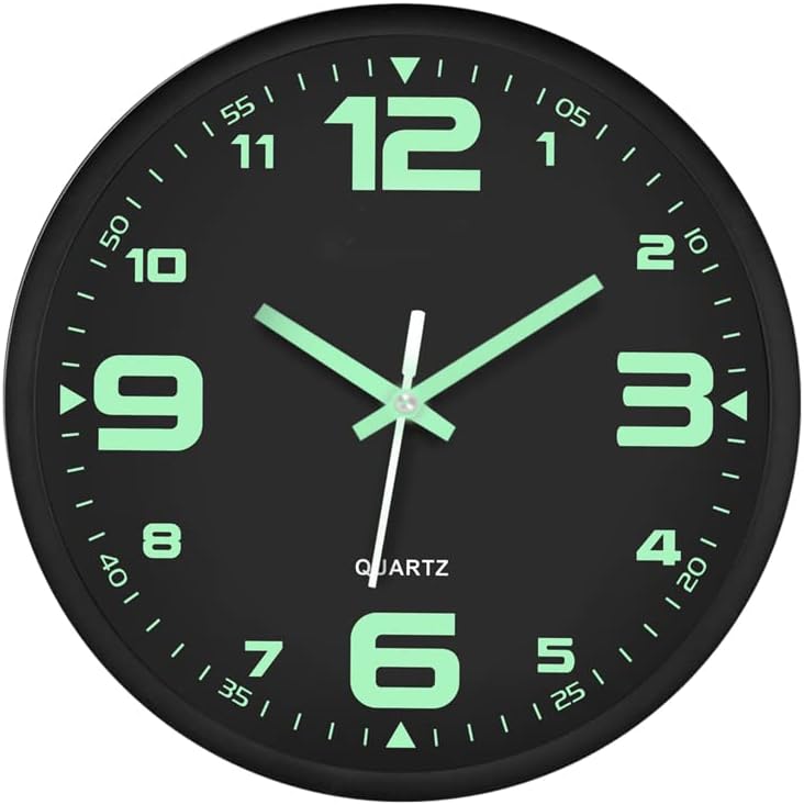 jomparis Silent Battery Operated Non-Ticking Quiet Mute Wall Clocks Decorative Wall Clocks for Living Room, Kitchen - Thicken Plastic Frame Glass (Black)
