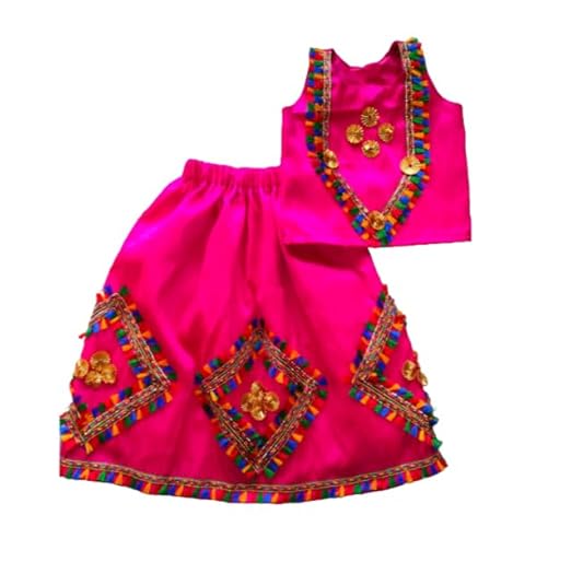fab ric girl's readymade brocade ethnic print lehenga and choli set/traditional (2-3 year)