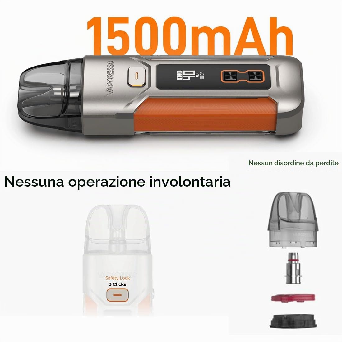 Kit Vaporesso LUXE X PRO | Vape da 40 W Batteria integrata da 1500 mAh 5 ml Adatta per tutti i Pod Luxe X/XR e Bobina GTX da MTL a RDL E Attivazione automatica e pulsante No Nicotine No Liquid