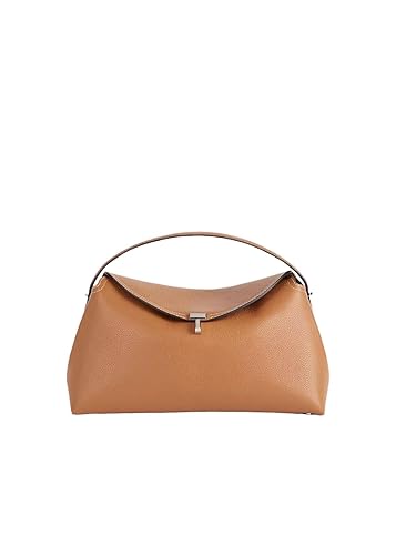 Toteme T-Lock Tan Brown Grained Leather Top Handle Bag