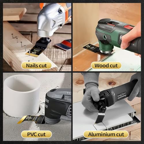 Hiinny 3PCS Titanium Oscillating Tool Blades, Professional Universal Titanium Oscillating Saw Blades Multitool Blades Kits for Metal Wood Plastics, Dewalt Milwaukee Ryobi Fein