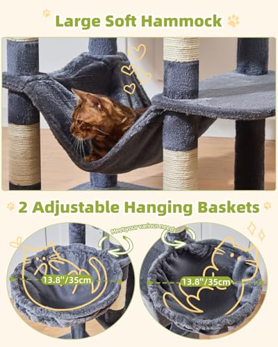Torre para gato Taoqimiao de 76 pulgadas color gris humo miniatura 4