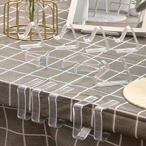 Tablecloths Anti-Slip Fasteners - 12 Pack Transparent Large Size Plastic Tablecloth Clips for Indoor Outdoor Picnic Party Wedding