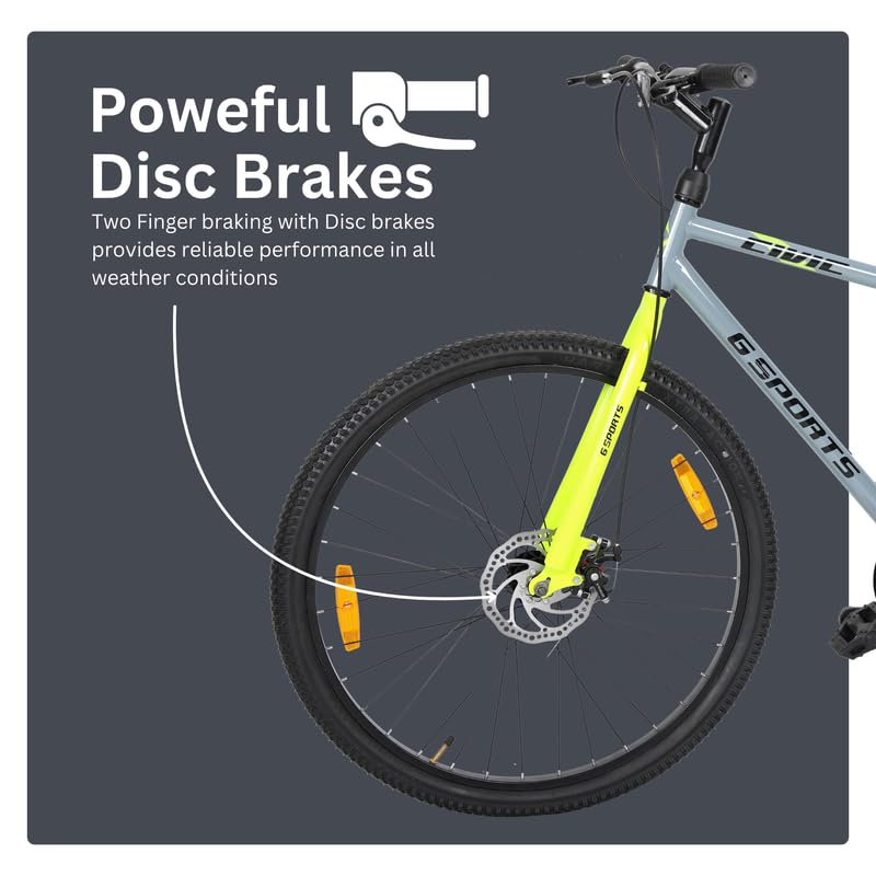 Image of Civic Men 26T | Single-Speed Bicycle | Front Disc & Rear V Brake | 26T Alloy Rims | Rigid Fork | Hi-Tensile Steel Frame | Comfort Design | Urban Performance Ride | Cyle for Men (Grey-Green)