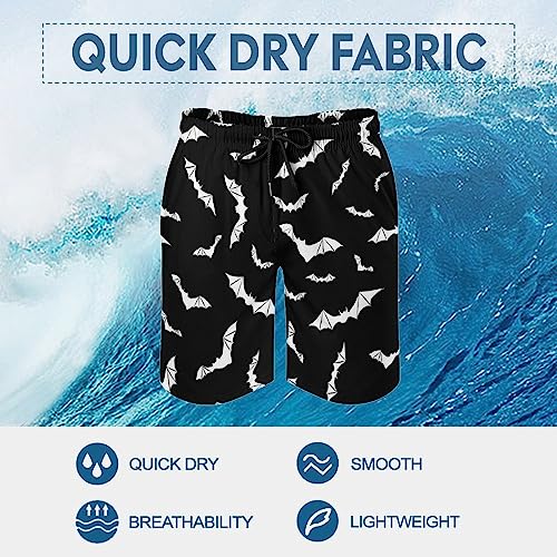 Bats Halloween Goth Mens Swim Trunks Quick Dry Summer Beach Board Shorts with Mesh Lining4