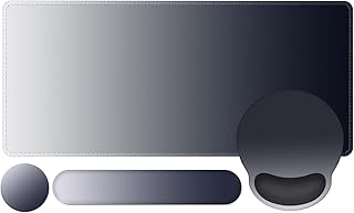 HAOCOO Wrist Rest for Computer Keyboard, Mouse Pad Wrist Support, Desk Mat, 4 PCS Ergonomic Mousepad with Coaster Set, Non-Slip Base Desk Pad Large for Home Office (Black White)