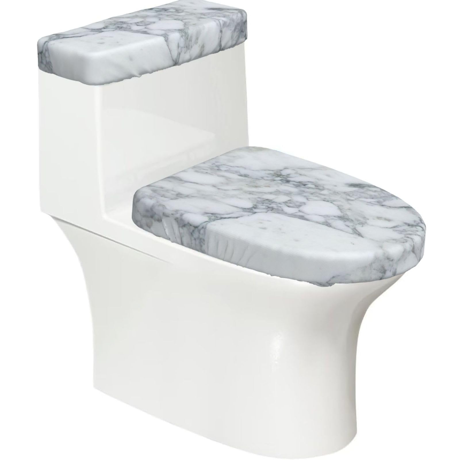 Black Textured Marble Print Toilet Seat Lid And Tank Covers Universal Fit Smooth Seat Cushion Easy To Clean For Home Hotel