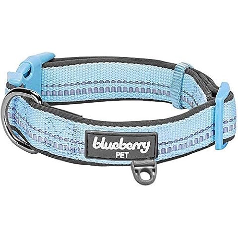 Blueberry Pet Adjustable Dog Collar, Soft & Safe, 3M Reflective, Neoprene Padded, Blue Pastel, Dog Collars for Medium Dogs, Small Dog Collar, Eco-Friendly, Perfect for Pet Lovers & Owners Cover
