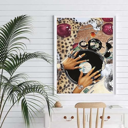 Diamond Art Kits for Adults Beginner, Trendy Leopard DIY Modern Diamond Painting Kits 5D Diamond Dots Gem Art Crafts with Tools, Disco Ball Round Full Drill Crafts for Home Wall Decor&Gift-12X16inch - Thumbnail 3