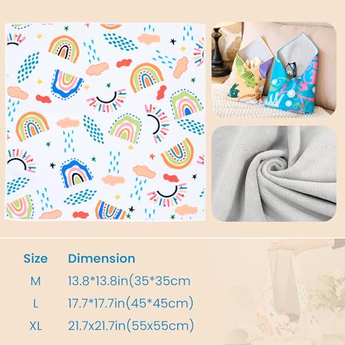 Image of Self-Adhesive Magic Cloth Portable lazy Makeup Bag Cosmetic Pouch Widely Used for Camera Lens Wrap,Protective Cover Laptop Sleeve,Folding,Washable(13.8 inch X 13.8 inchRainbow)