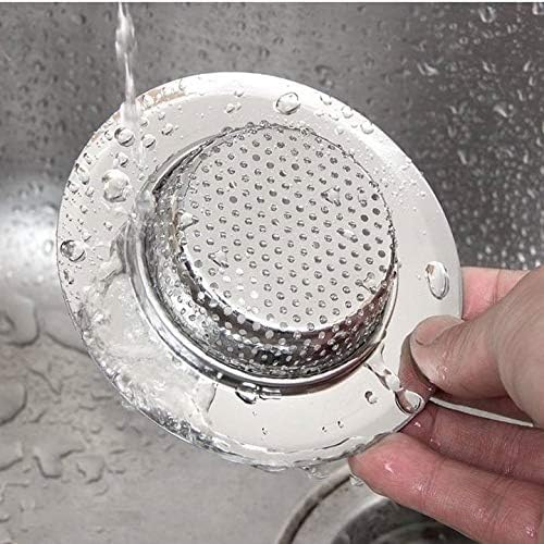 Image of Go Store 2 Pcs Kitchen Sink Strainer Heavy Duty Stainless Steel Strainer Kitchen Drain Basin Basket Filter Stopper Drainer Sink Jali - 11.5 cm, 51 mm