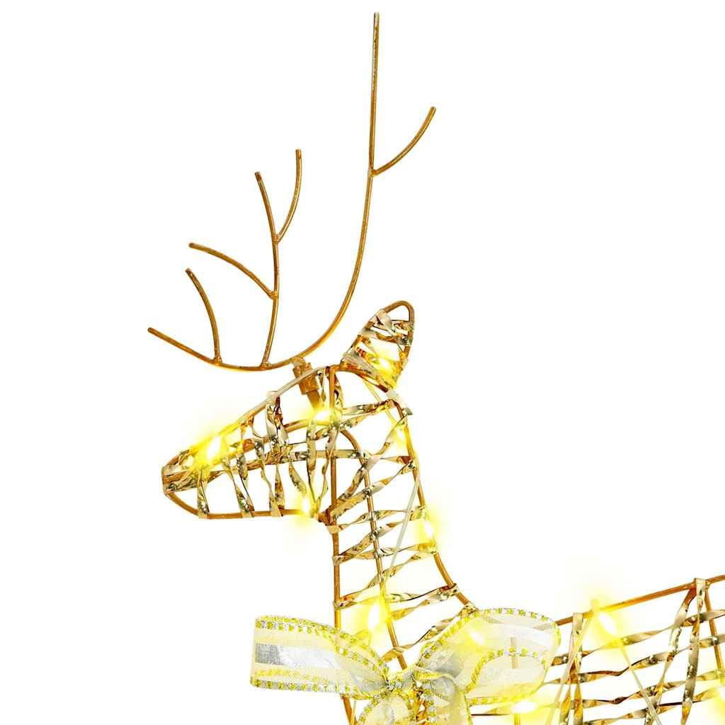 4er Set LED Rentiere Weihnachtsdeko Gold 80 LEDs USB Betrieb für Innen und Außenbereich 65,5 cm Deko Rentier Figur