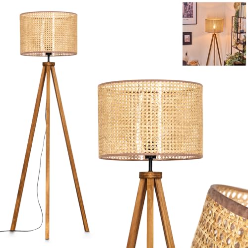 Stehleuchte Barcos, Stehlampe aus Holz/Wiener Geflecht/Rattan in...