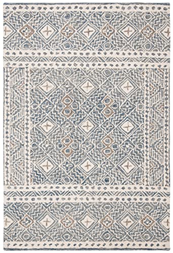 Tapete decorativo rectangular 121x183 cm azul y marfil miniatura 2