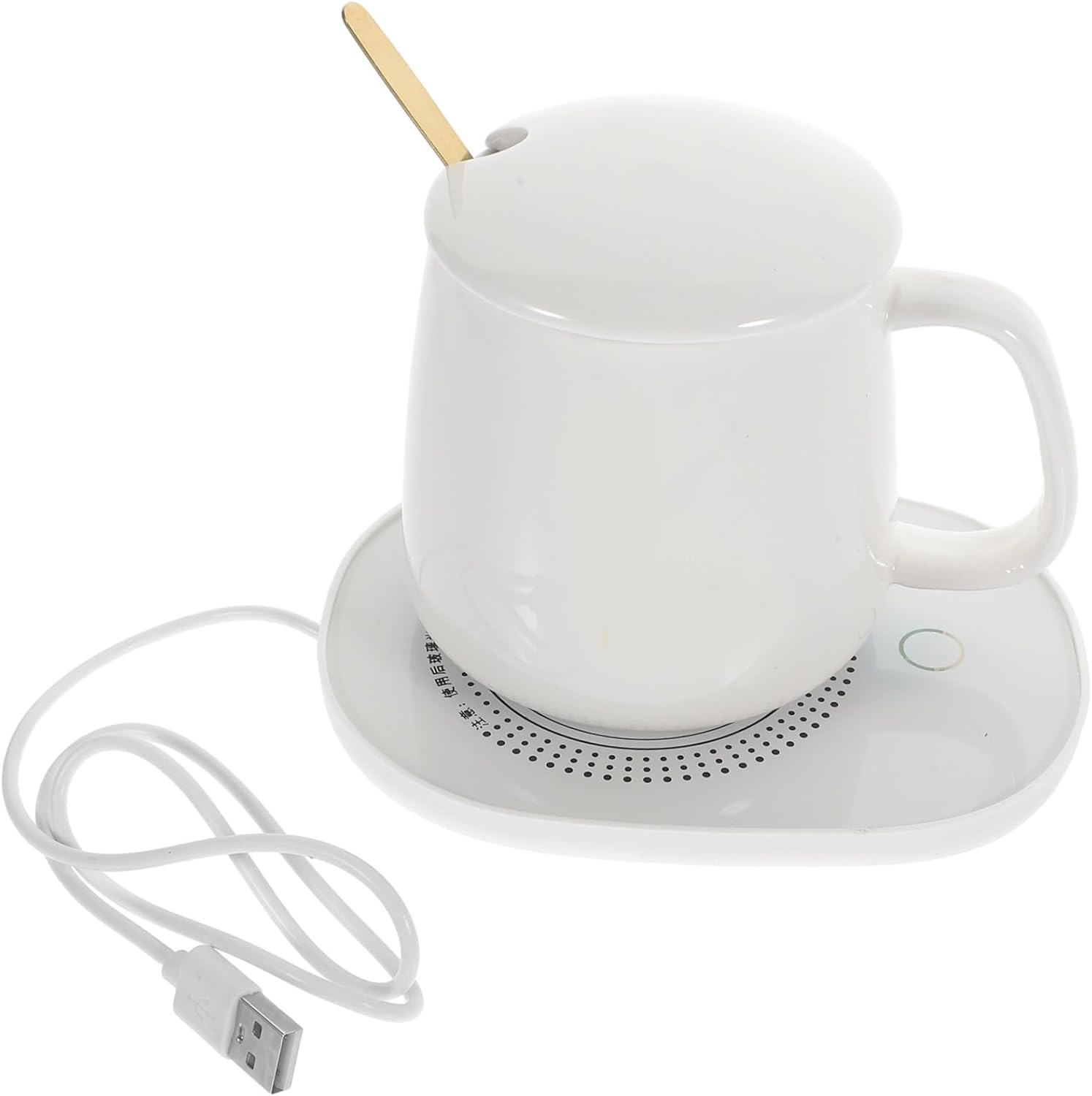 USB Ceramic Coffee Cup with Warmer Plate Milk Thermostatic Mug for Home Break-Resistant Hot Beverage Heater Constant Temperature Heating Cup Warmer for Tea Coffee Hot Chocolate