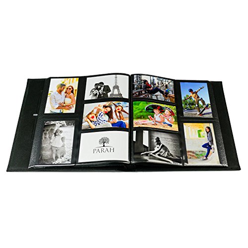 Parah Life Premium 500 Photo Family Wedding Anniversary Baby Vacation Album Sewn Bonded Leather Book Bound Multi Directional 500 4x6 Photos 5 Per Page Large Capacity Deluxe Customizable (Silver) - Thumbnail 4
