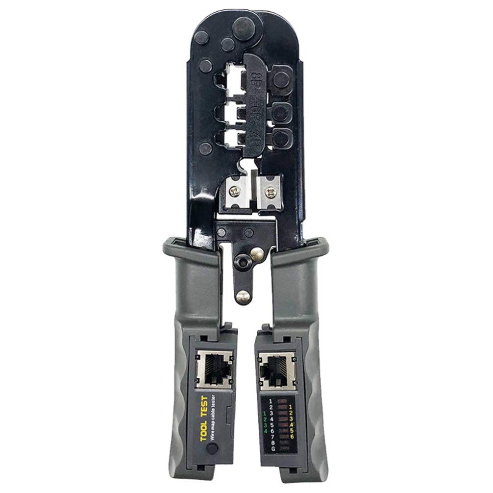 ULTECHNOVO Cavo di rete Crimpatrice 4P 6P 8P Cavi telefonici RJ45/RJ12/RJ11 Pinze per cavi di rete a cricchetto Pinza per crimpare Telecom modulare strumento di crimpatura con tester
