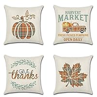 Lot De 4 Housses De Coussin D'automne De 45,7 X 45,7 Cm Pour Décoration D' Automne, Ferme, Thanksgiving, Buffle, Gnomes, Citrouille, Extérieur, Housses De Coussin D'automne Pour Canapé