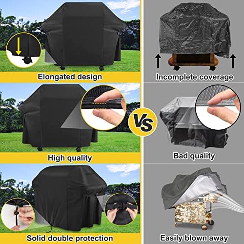 Sotor BBQ Cover Waterproof, Barbecue Cover 600D No-Fading Oxford - Rip Proof, Grill Cover Anti-UV - Gas Grill Cover Heavy Duty Windproof Outdoor for Weber, Char-Broil (60inch/152x144x75cm)