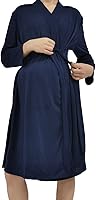 Vista 6 de SUFEINI Conjunto de manta con bata de mamá a juego, bata de maternidad para enfermería, hospital, parto, bata de embarazo, ropa de descanso