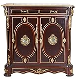 Barock Schrank Antik Anrichte Rokoko Sideboard Halbschrank 104cm Braun Wohnzimmerschrank bar014 Palazzo Exklusiv