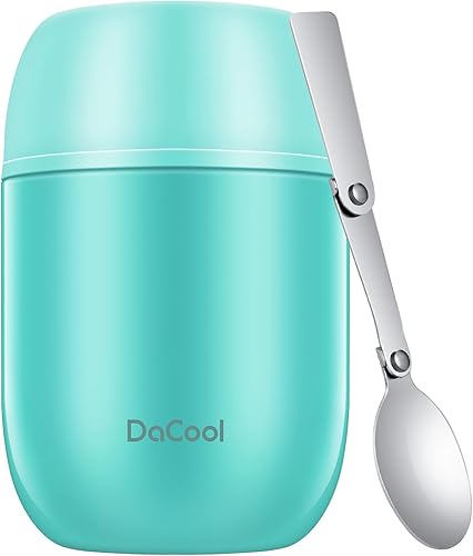 DaCool - Recipiente de acero inoxidable con aislamiento al vacío para alimentos fríos y calientes, lonchera tipo bento, de 16 y 24 onzas, con