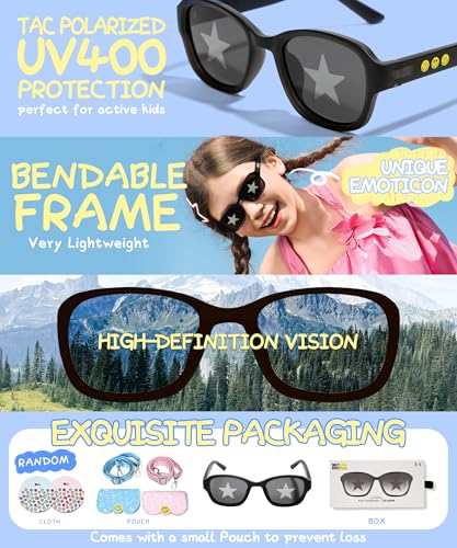 Image of SMILEYWORLD Kids Sunglasses Polarized UV400 Protection for Boys Girls Flexible Unbreakable Lightweight Shatter-Resistant