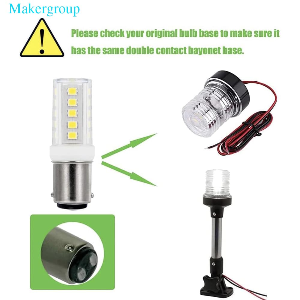 Makergroup 1076 1130 1142 1176 4W RV LED Light Bulbs BA15D Double Contact Bayonet Base for RV Camper Travel Trailer Motorhome Marine Boat Wide Input Voltage 10-30VDC Bright Cool White 4-Pack