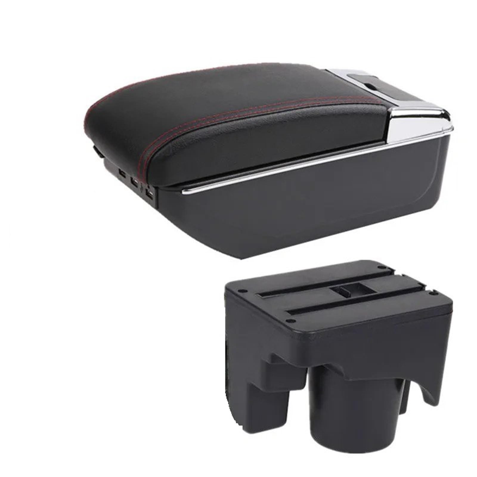 Hguvsjd Armrest Box For VW For Golf 6 5 Mk6 MK5 For Jetta For Sagitar Armrest Storage Box Interior Retrofit Car Armrests(D red line 7USB)