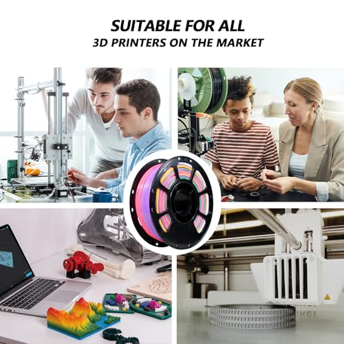 Image of iBOSS Rainbow PLA Plus Filament 1.75mm, Multicolor Gradient 3D Printer Filament, Neatly Wound 3D Printing Filament, Dimensional Accuracy + /-0.02mm, 1KG Spool(2.2 lbs), PLA+ Rainbow