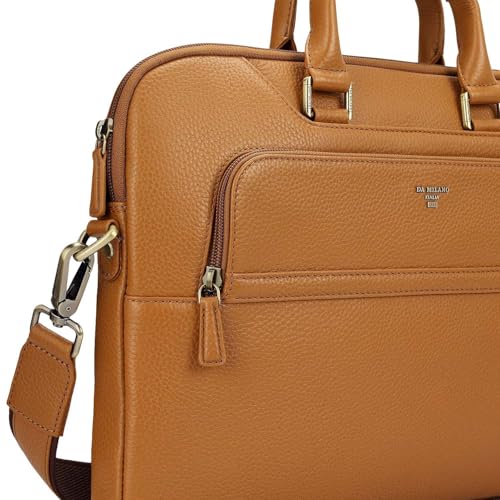 Image of Da Milano LeatherLaptop Bag for Men & Women | Laptop Messenger Bag | Fits Up To 15 inch Laptop | Ideal for Office Purpose (10018A)