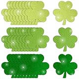 MixTeach 180 Pcs Shamrocks Cutouts St. Patrick's Day Glitter Clover Paper Cut-Outs 4 Inch Green Cover Shape Die Cuts for Irish St Patricks Day Party Bulletin Board Decorations School Craft Projects