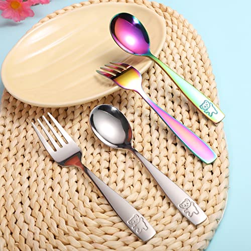 Pimoys C1374K-11-N 6 Pieces Toddler Utensils Kids Rainbow Silverware Stainless Steel Toddler Forks And Spoons Set, Metal Childrens Safe Flatware Child Cutlery Set, Dishwasher Safe thumb #5