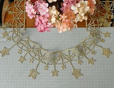 Stars Gold Tassels Lace Fringe Lace Trim Ribbon Costume Home Textile Curtains Decor Trims Clothes Sewing Accessories Lace.1724 #TOP19