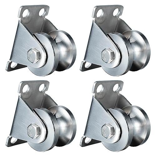 Cable Pulley Wheel Wall Mount, Duplex Bearings, Stainless Steel Rope Pulley for Pulley System, Sliding Gate, 4Pack