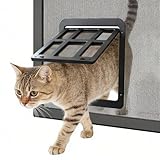 Enjoying Cat Door for Screen Doors, Passage Opening 8.3' x 10.3', Access Freely, Magnetic Swing Flap, Small Pet Door for Sliding Doors Window, Lockable, Black